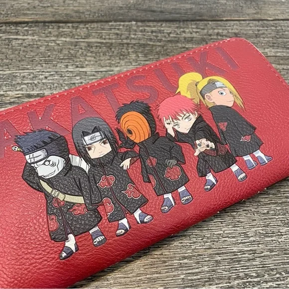 Red Akatsuki Anime Wallet Naruto itachi Tobi. Clouds. Pre-owned - Picture 4 of 9